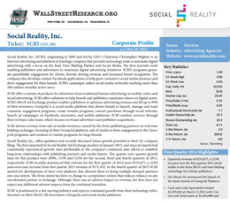 Front page of a WallStreet Research corporate profile on Social Reality